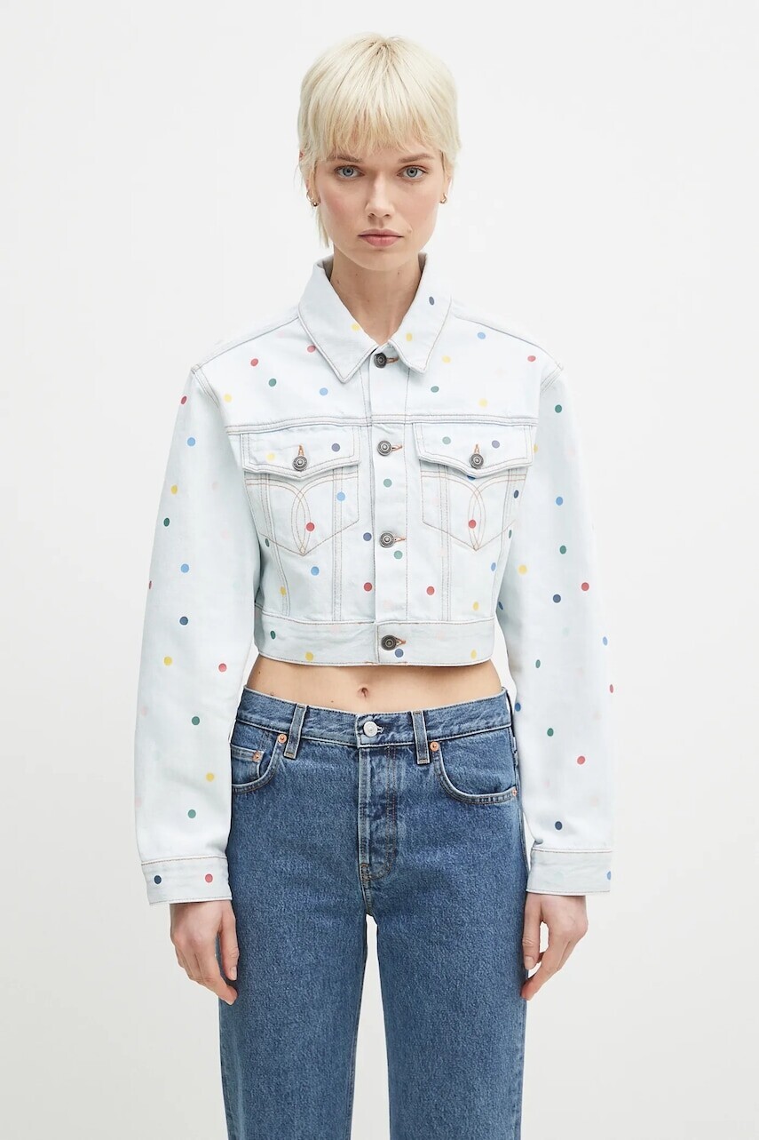 Bavlnená rifľová bunda Fiorucci Confetti Dot Cropped Denim prechodná, W02SPDJA308DN03DN08
