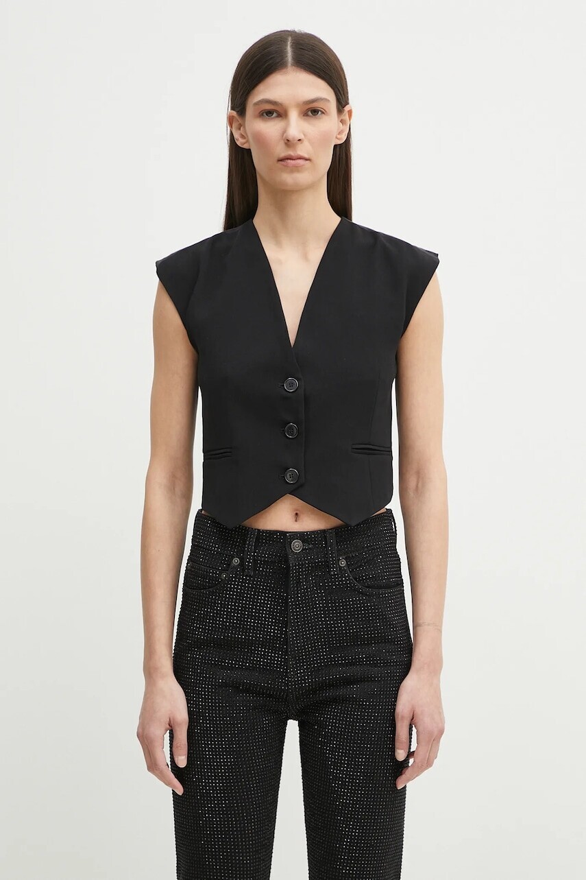 Vesta Fiorucci Embroidered čierna farba, jednoradová, W02SPTSL289PL02BK01