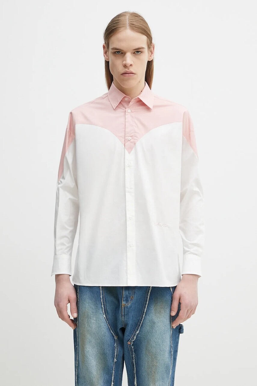 Bavlnená košeľa Fiorucci Embroidered Heart Relaxed Fit biela farba, regular, s klasickým golierom, U02SPTLO055CO02PN02