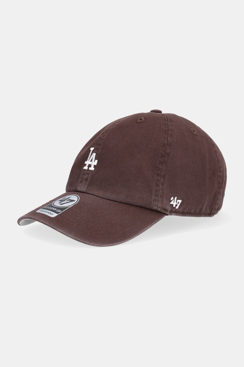 Bavlnená šiltovka 47 brand MLB Los Angeles Dodgers hnedá farba, B-BSRNR12GWS-BWA