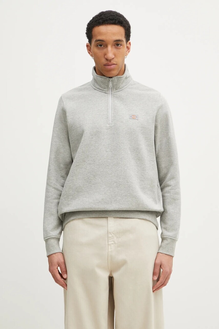 Mikina Dickies Oakport Quarter Zip Heather Grey pánska, šedá farba, melanžová, DK0A4XD4HG01
