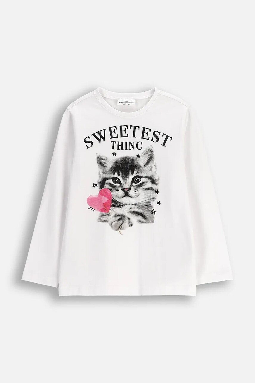 Detské bavlnené tričko s dlhým rukávom Coccodrillo biela farba, CRAFT PUNK GIRL KIDS