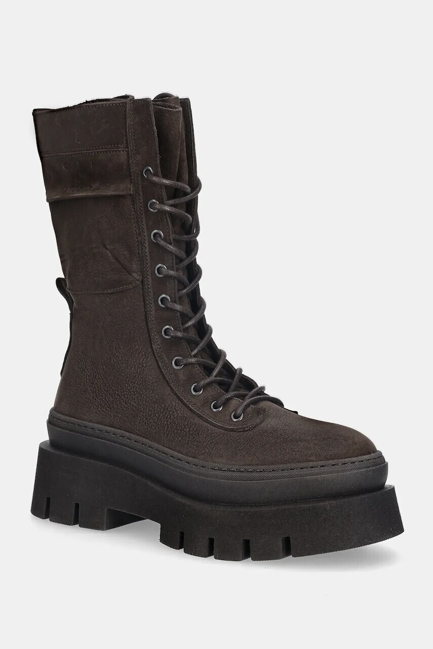 Nubukové workery Copenhagen hnedá farba, na platforme, CPH691 nabuc