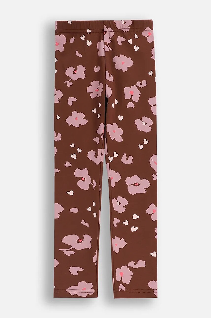 Detské legíny Coccodrillo hnedá farba, vzorované, CRAFT PUNK GIRL KIDS