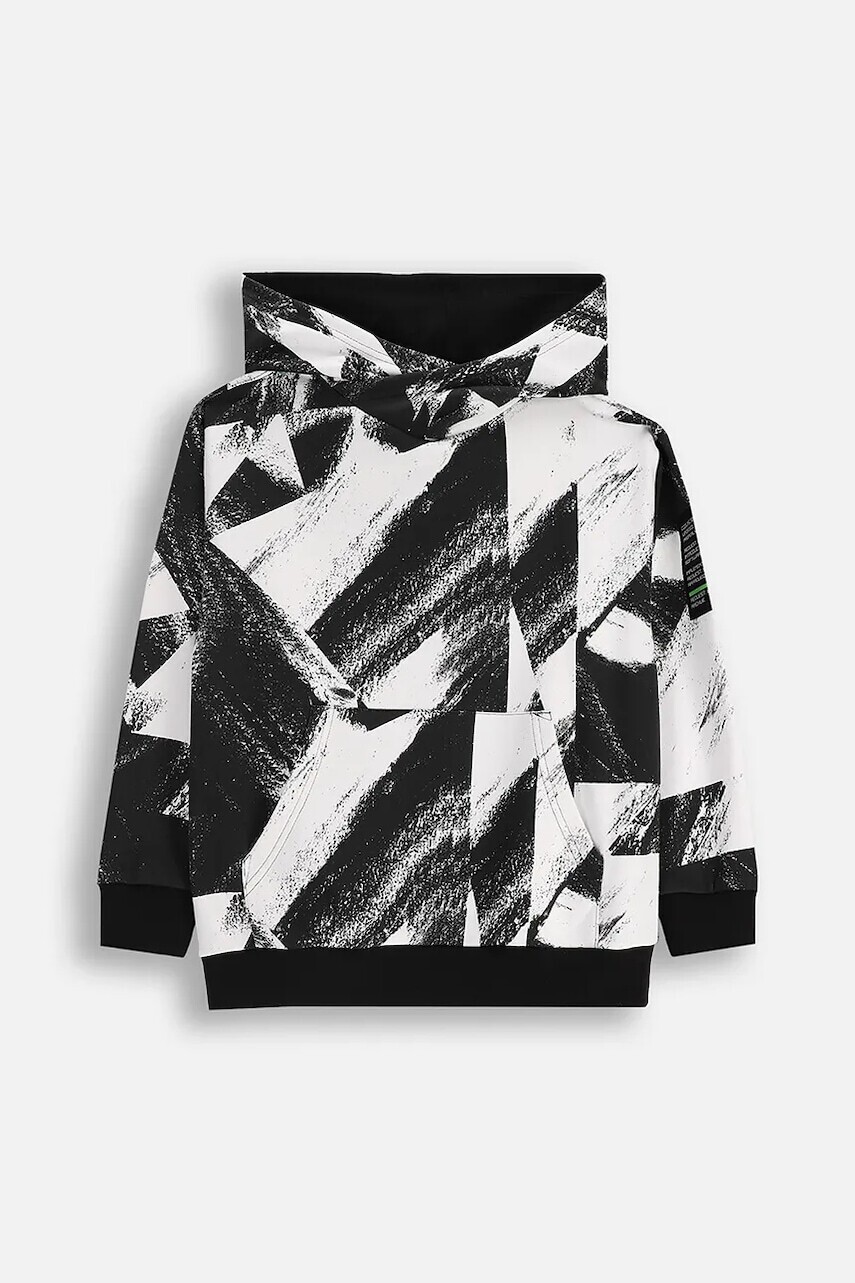 Detská mikina Coccodrillo čierna farba, s kapucňou, vzorovaná, X-RAY VISION BOY JUNIOR