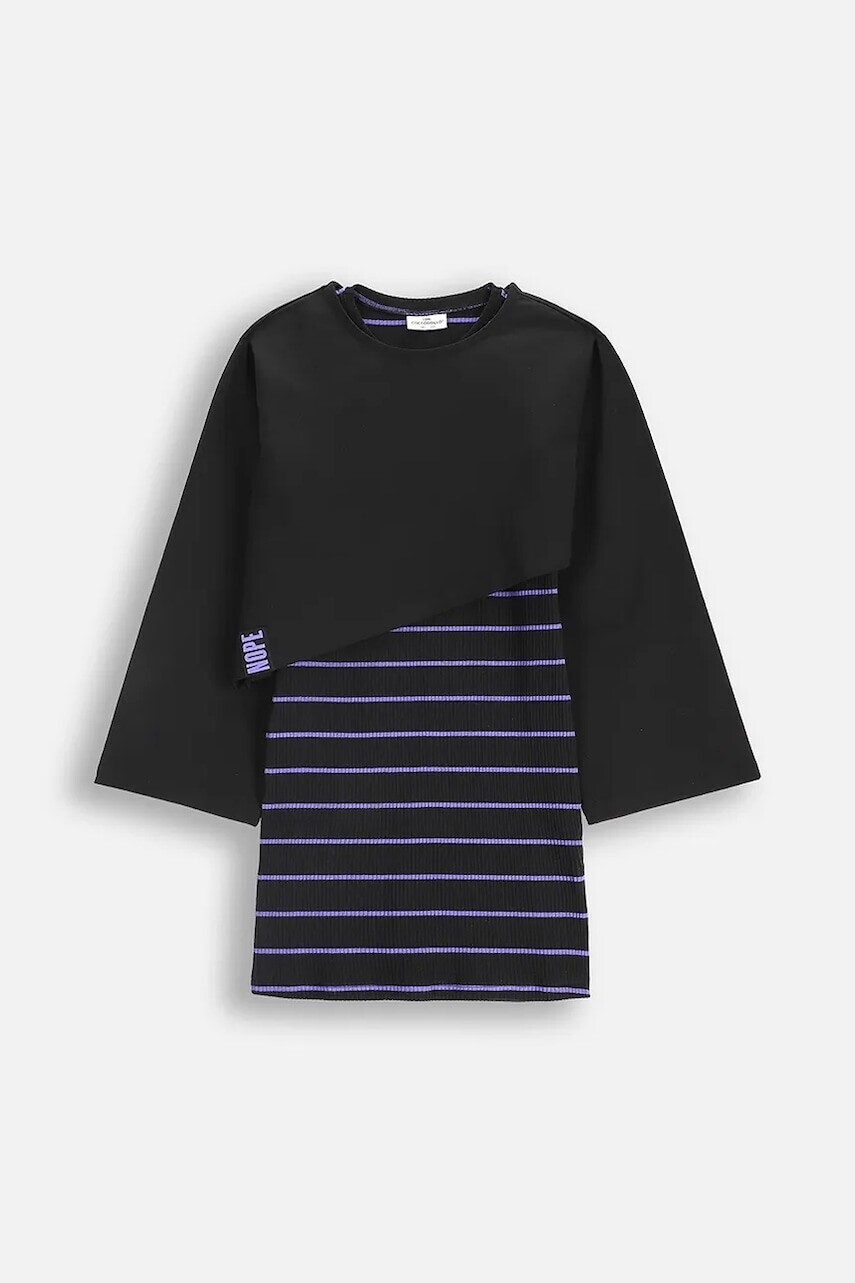 Detské bavlnené šaty Coccodrillo čierna farba, mini, rovný strih, RAVE GIRL JUNIOR