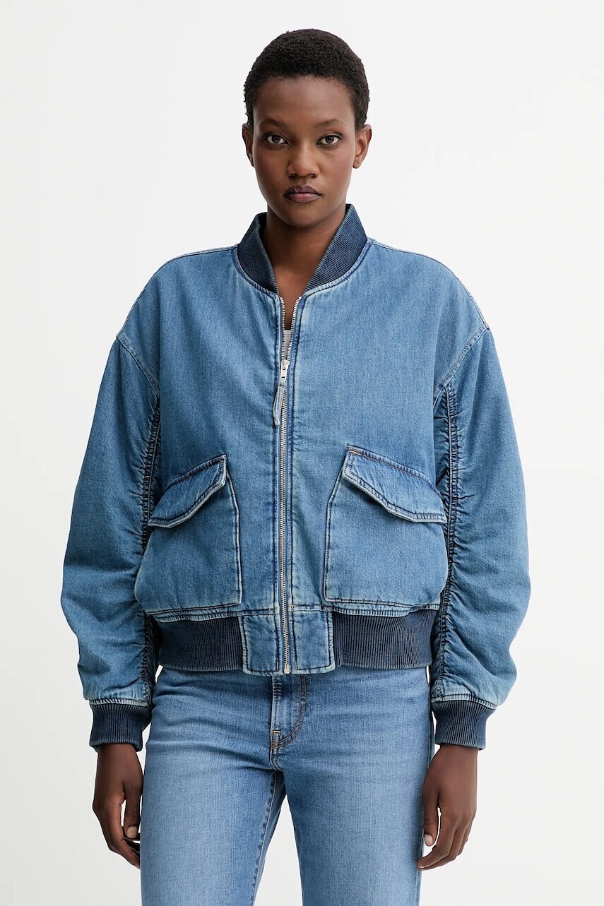 Džínsová bomber bunda Levi's modrá farba, zimná, oversize, A7262.0009