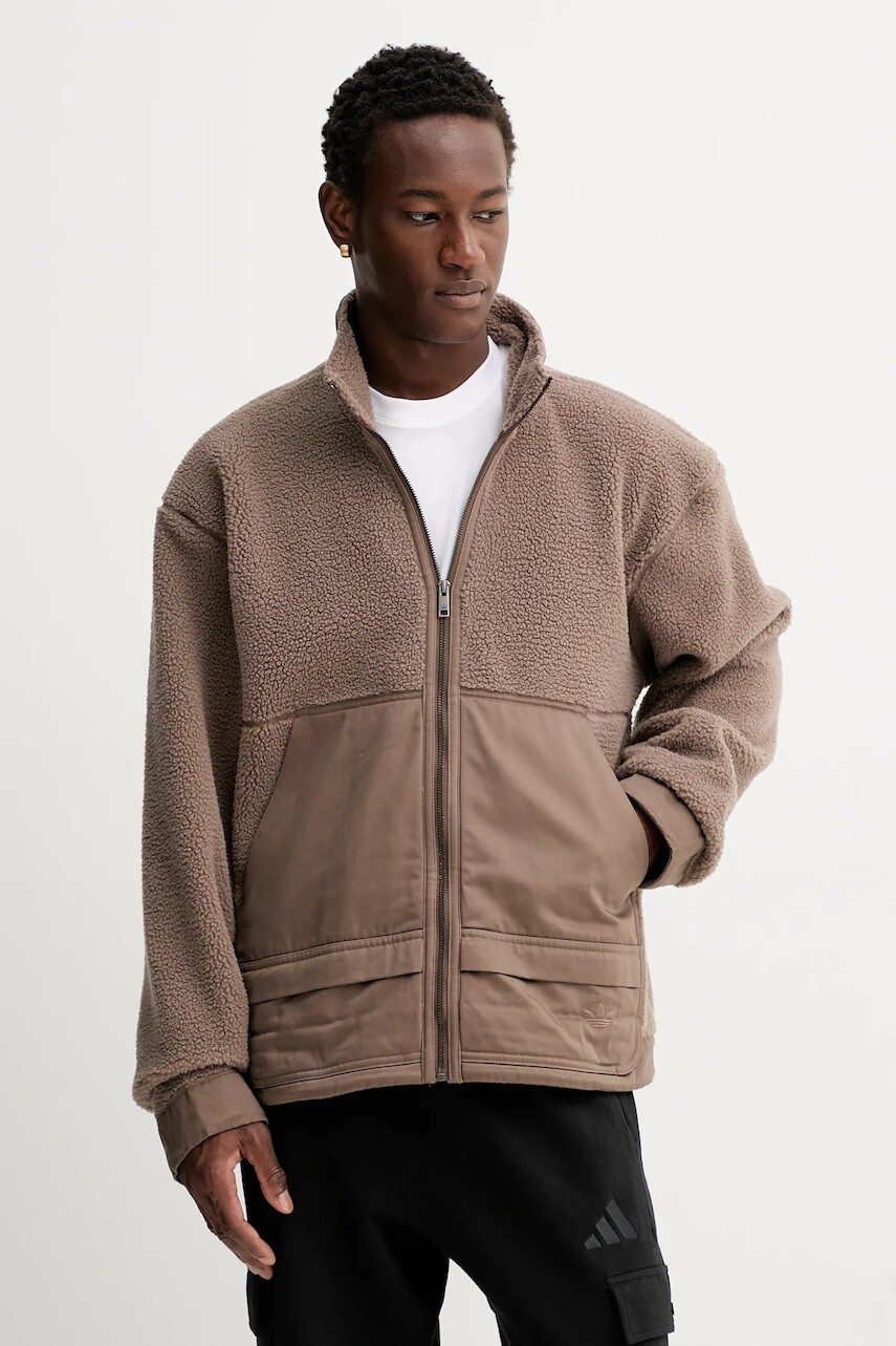 Fleecová mikina adidas Originals Premium Essentials hnedá farba, jednofarebná, JW3510