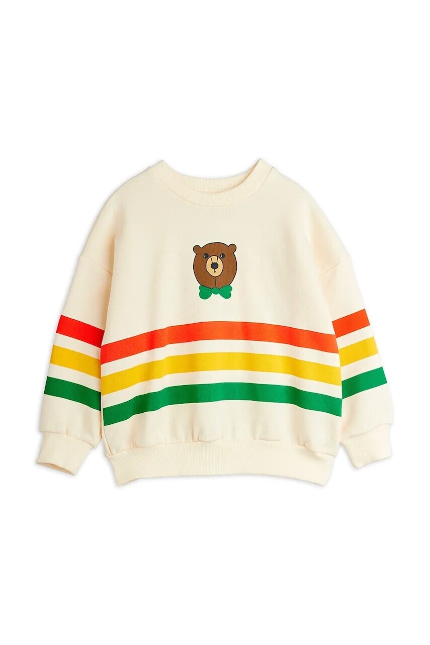 Detská bavlnená mikina Mini Rodini Bear béžová farba, s potlačou, 25720151