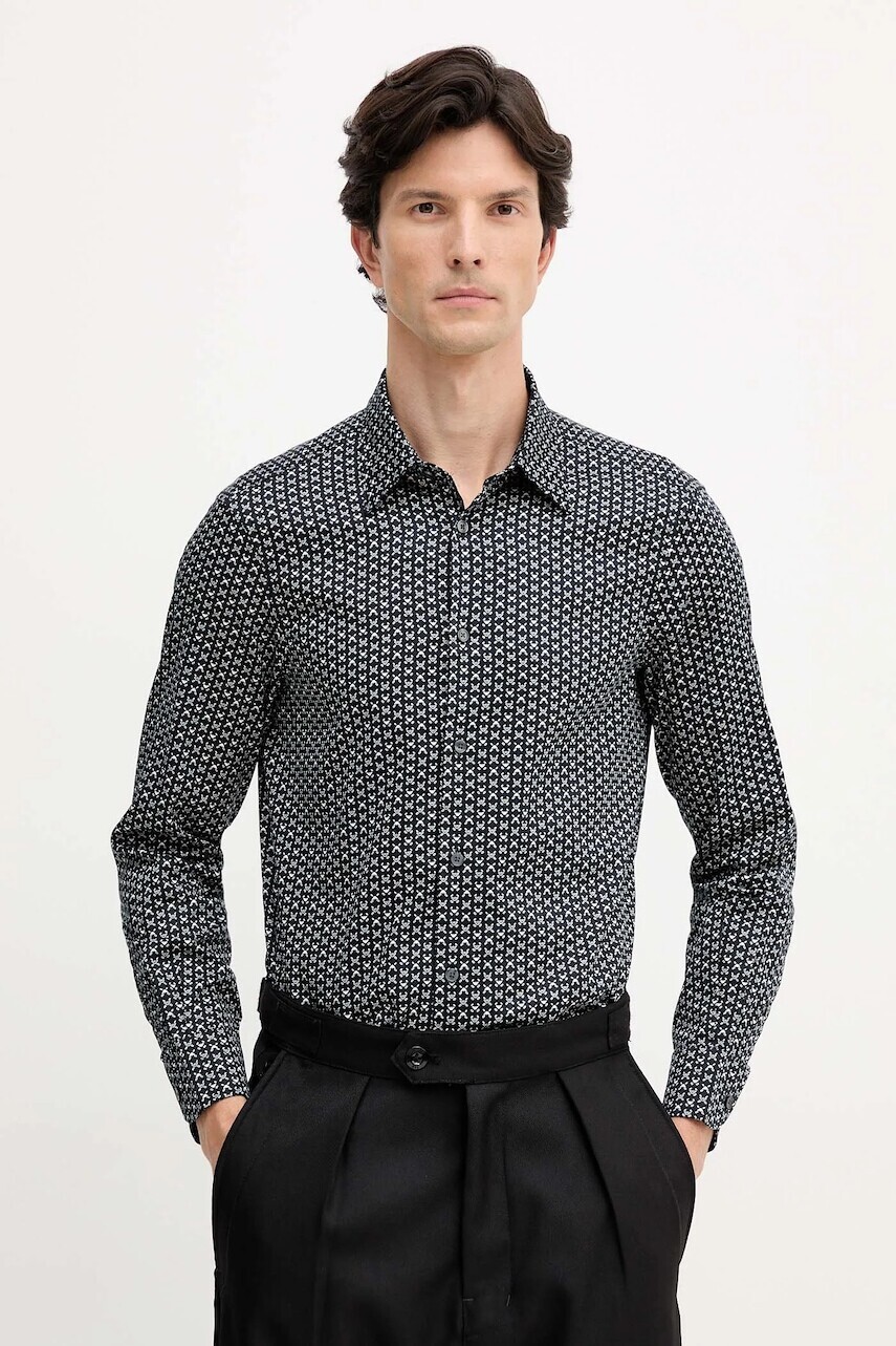 Košeľa Emporio Armani tmavomodrá farba, regular, s klasickým golierom, EM001537 AF14130