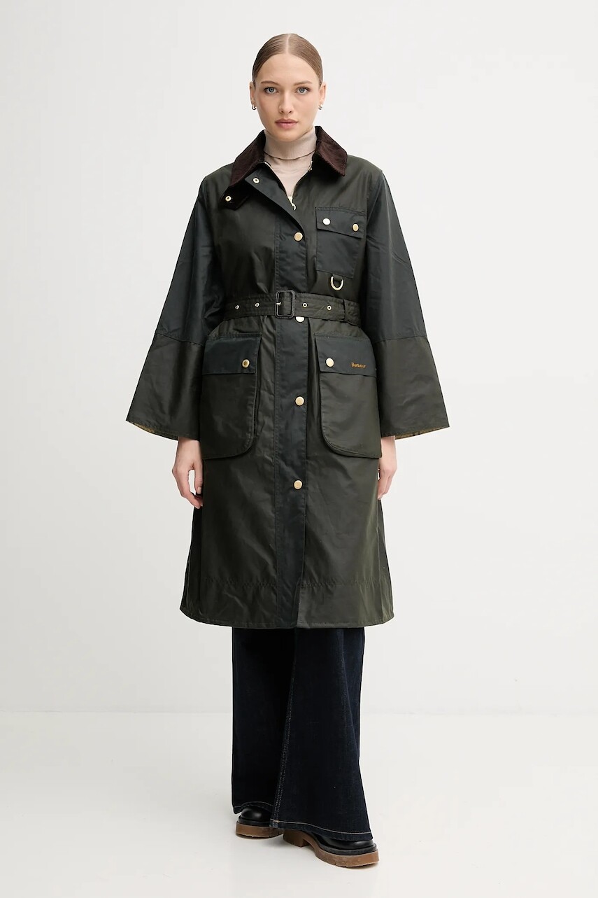 Bavlnená bunda Barbour MILDA zelená farba, prechodná, LWX1486