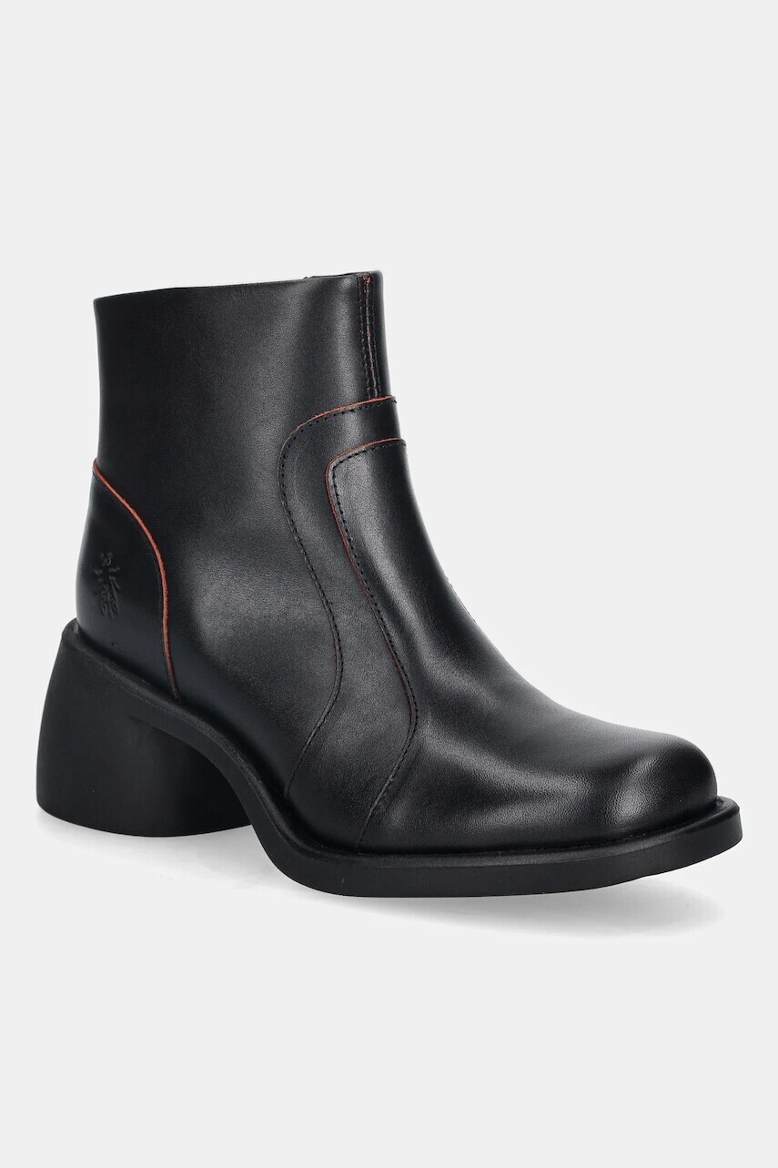 Kožené členkové topánky Fly London HEWI304FLY čierna farba, na podpätku, P145304001