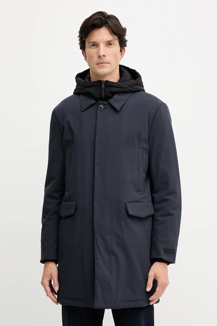 Bunda Trussardi tmavomodrá farba, prechodná, F013M000018N