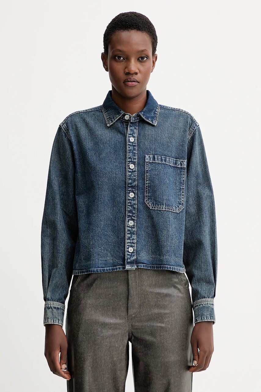 Rifľová košeľa G-Star modrá farba, voľný strih, s klasickým golierom, D26801.D777