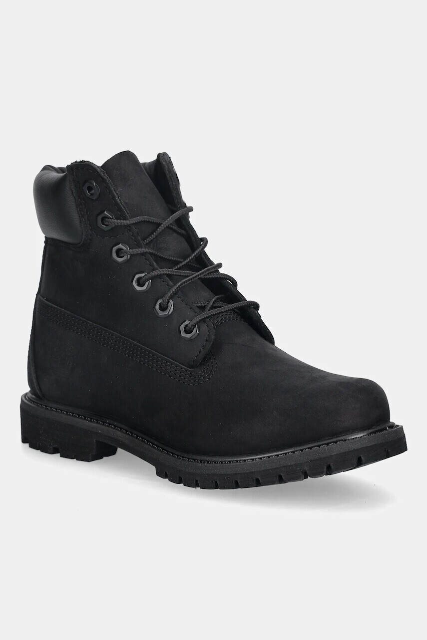Nubukové workery Timberland 6In Premium Boot čierna farba, na plochom podpätku, TB18658A0011