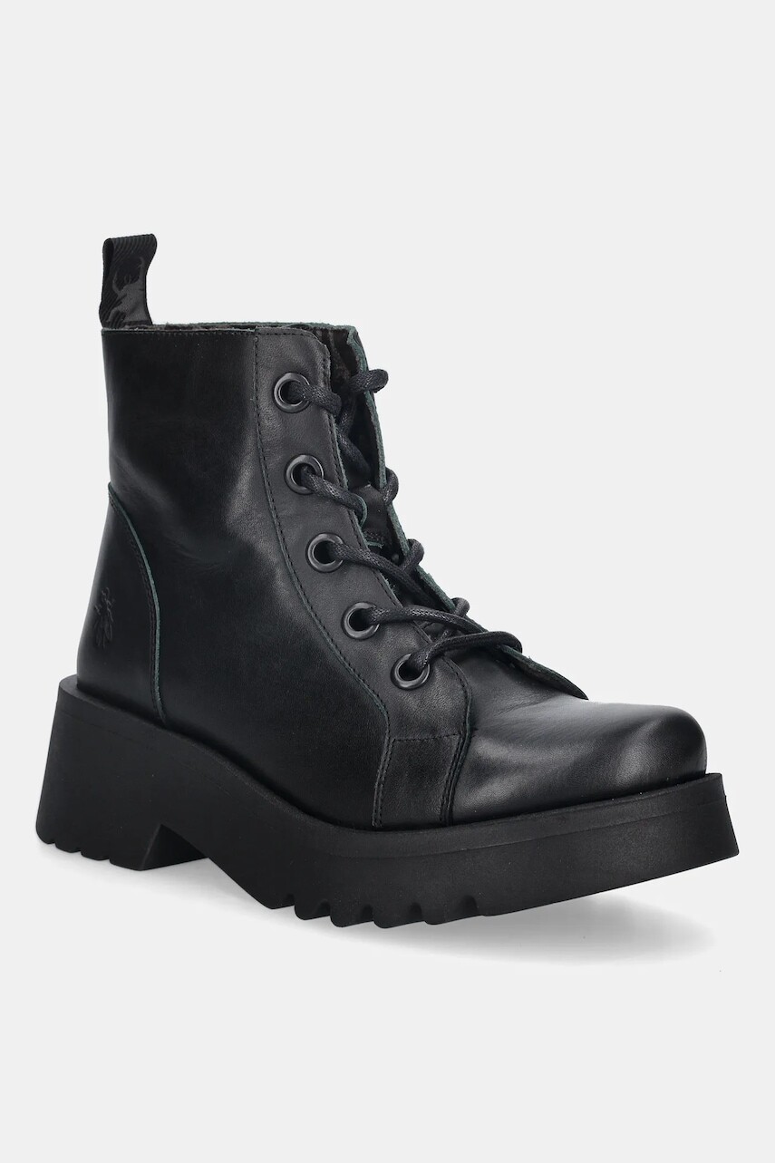 Kožené workery Fly London METZ788FLY čierna farba, na plochom podpätku, P144788009