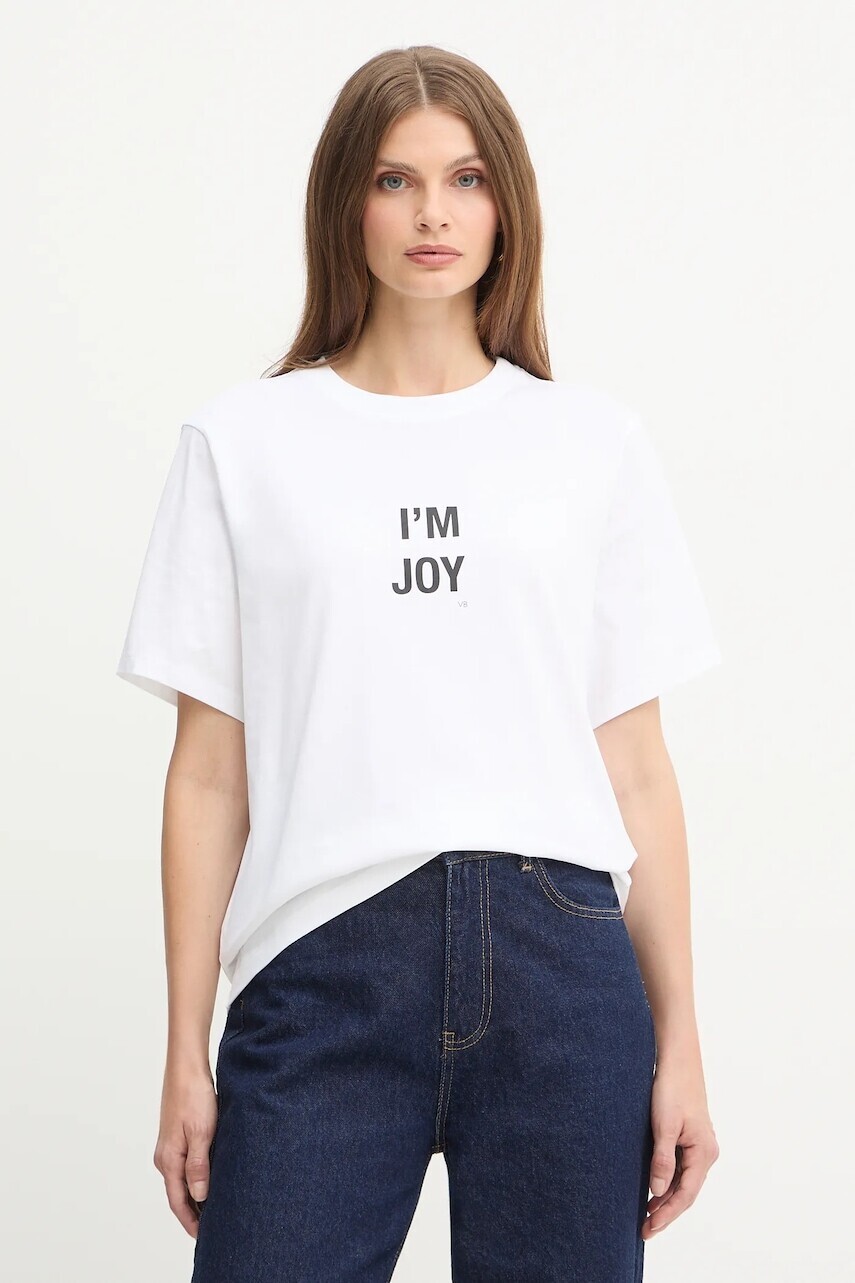 Bavlnené tričko Victoria Beckham dámske, biela farba, 1425JTS007015A