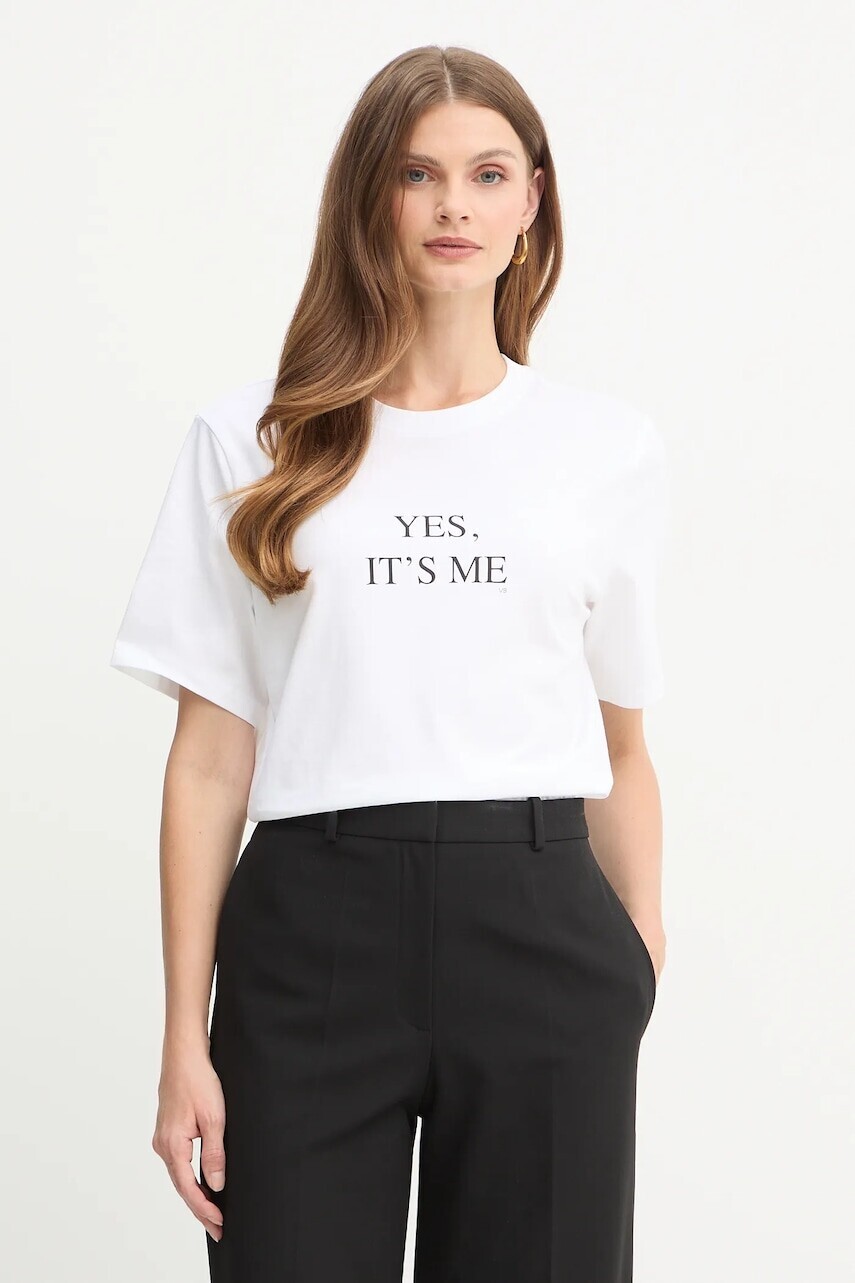 Bavlnené tričko Victoria Beckham dámske, biela farba, 1425JTS006986A