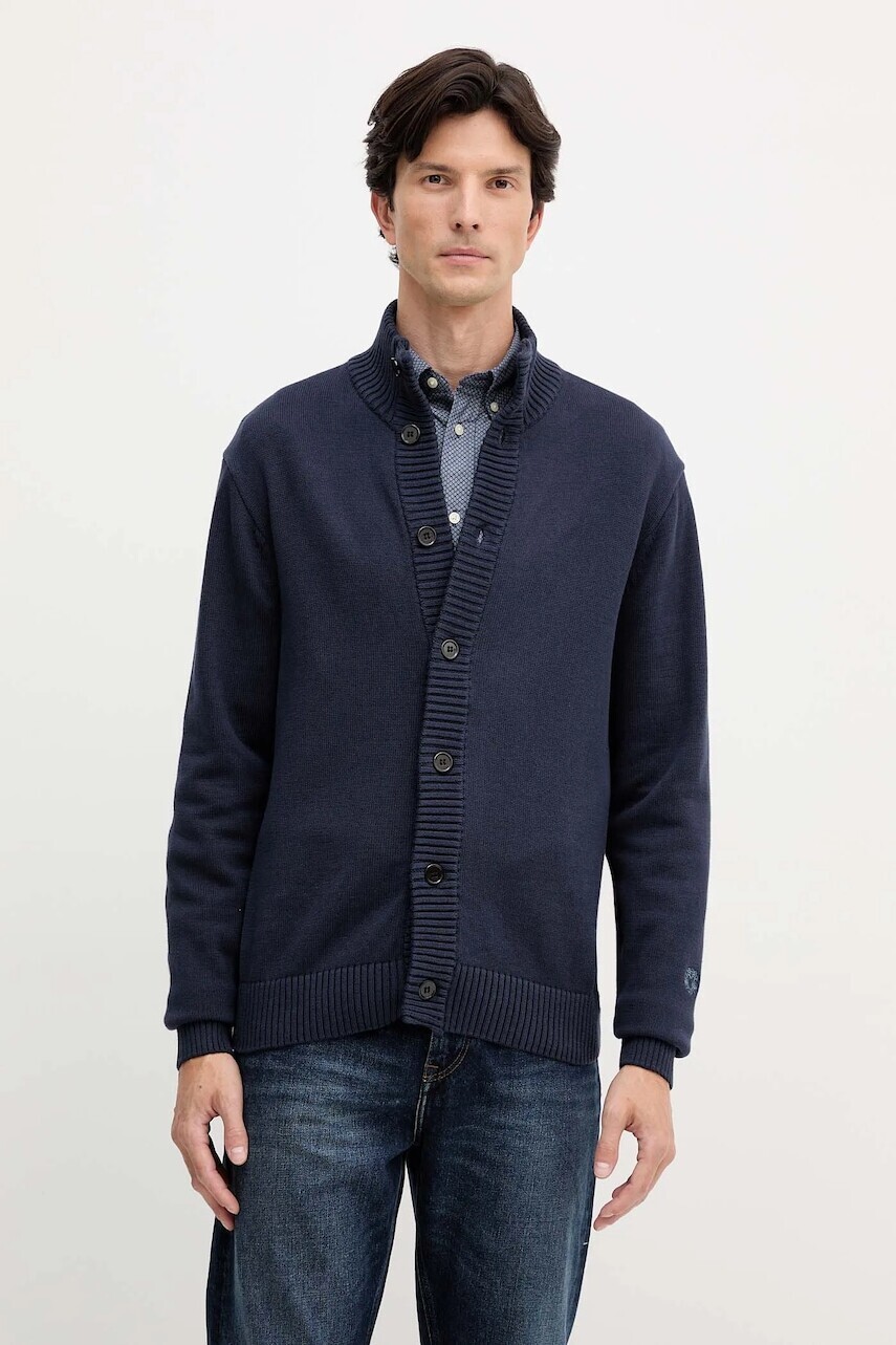 Bavlnený kardigán Mos Mosh BARELLA tmavomodrá farba, 508210