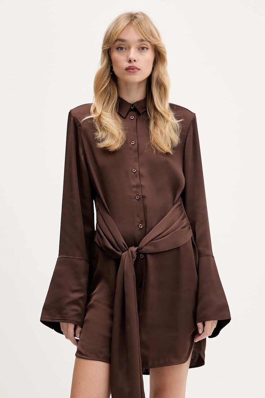 Šaty Rotate hnedá farba, mini, rovný strih, 1146462910