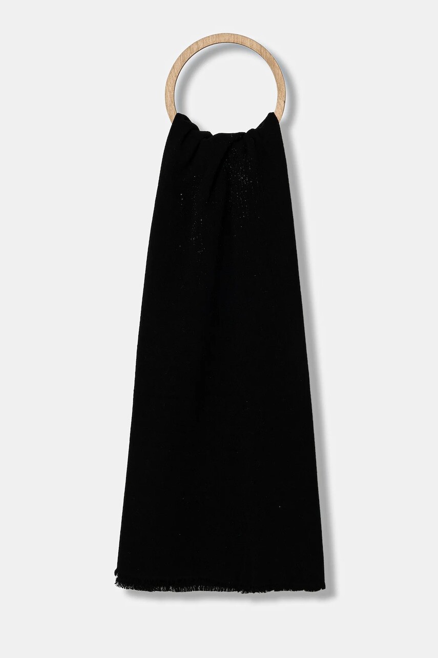 Šál s prímesou vlny BOSS čierna farba, jednofarebný, 50558638