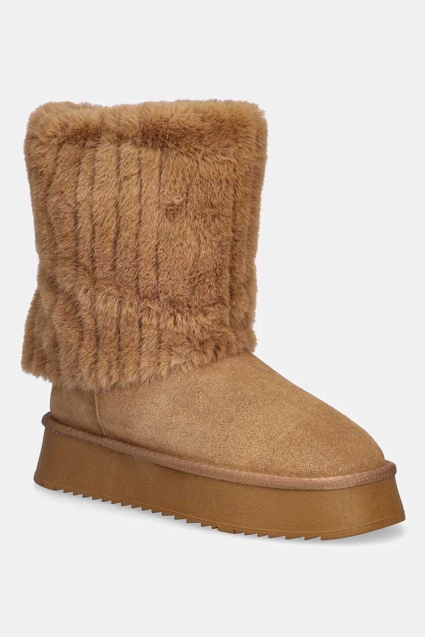 Semišové snehule GOE hnedá farba, SS2N4308 BROWN