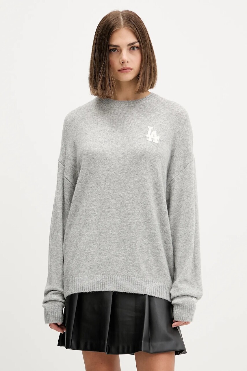 Sveter s prímesou vlny New Era šedá farba, ľahký, 60684495