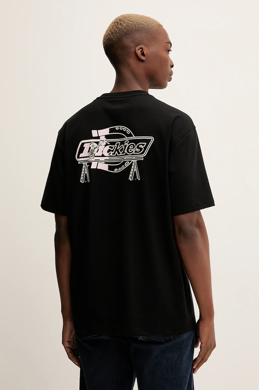 Bavlnené tričko Dickies pánske, čierna farba, s potlačou, DK0A87QP