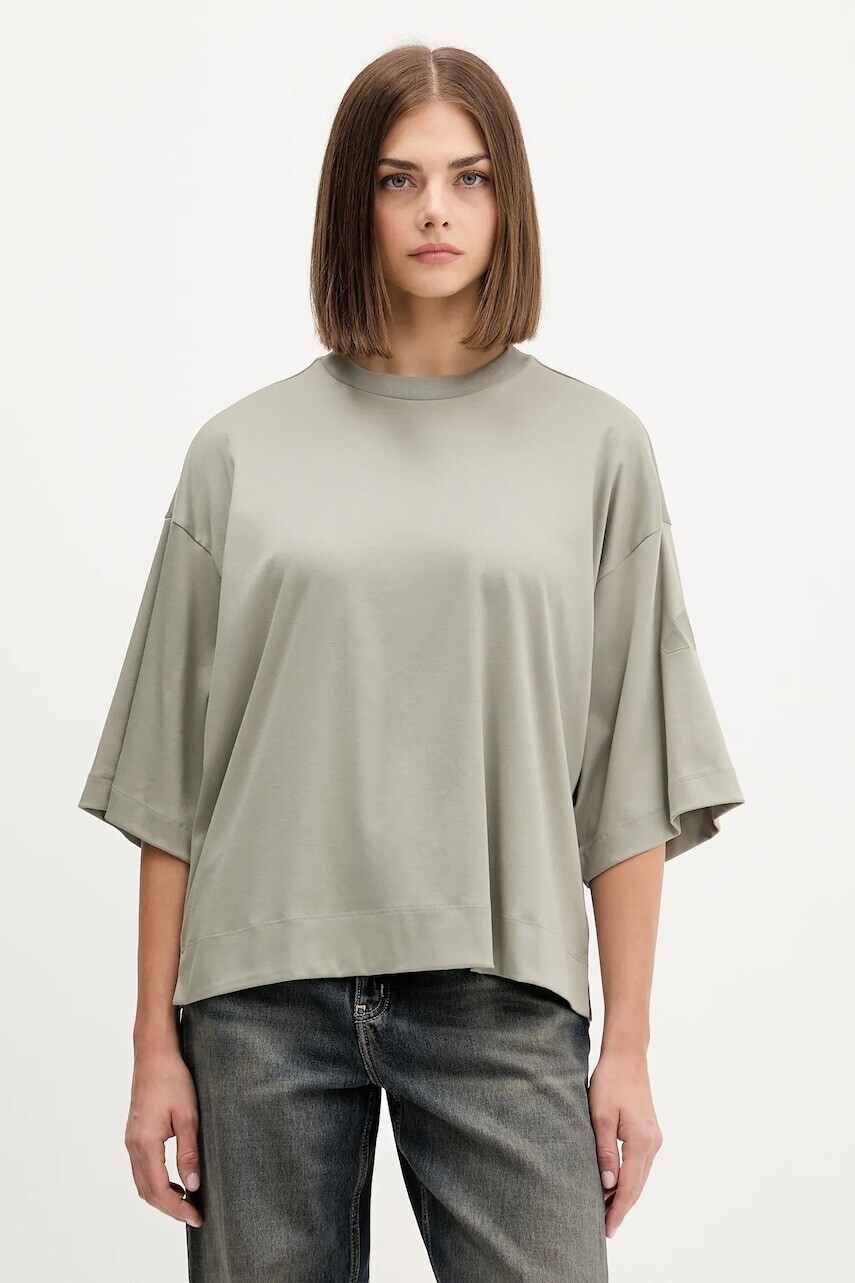 Bavlnené tričko adidas Soft Lux dámske, zelená farba, JW5068