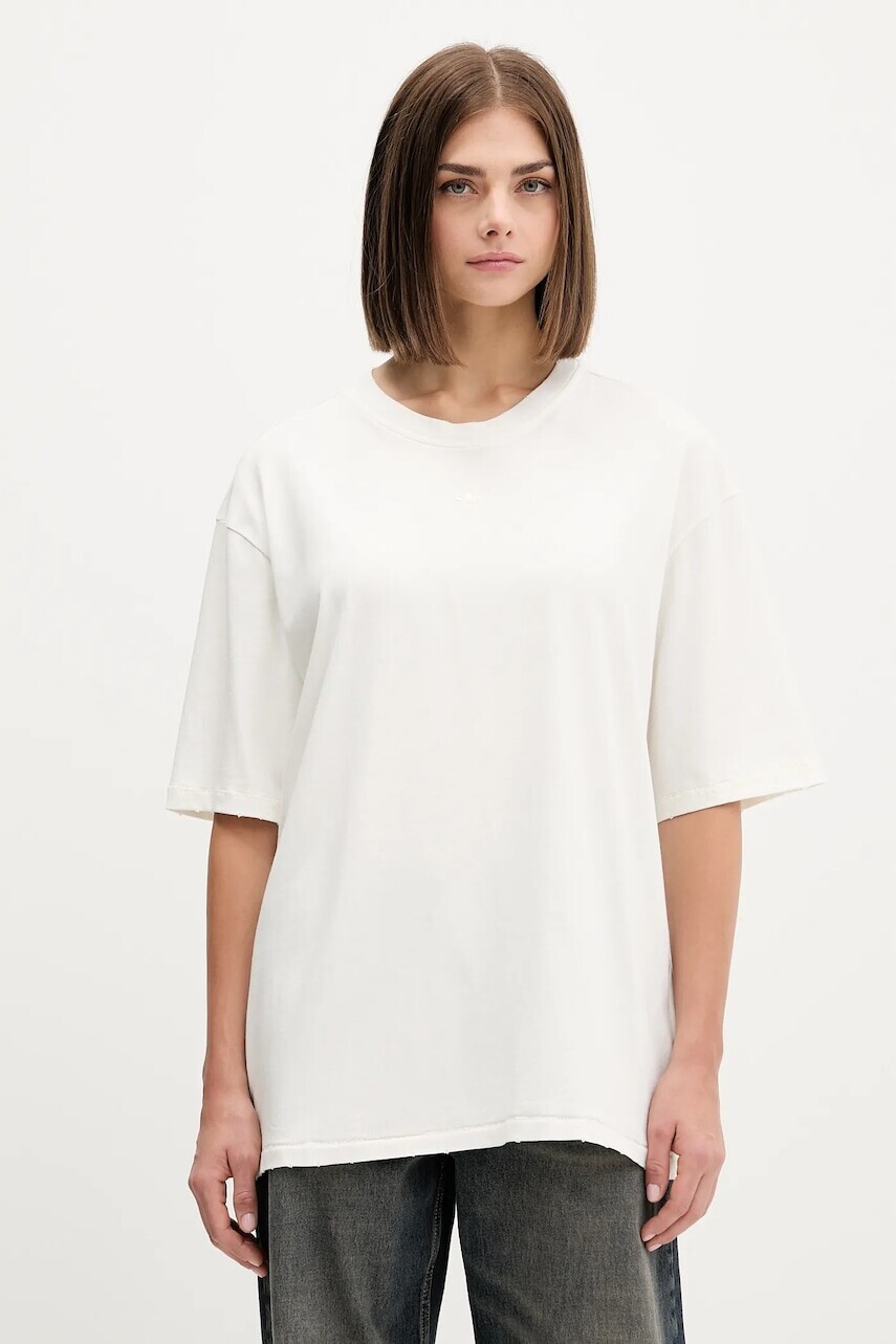 Bavlnené tričko adidas Originals Washed dámske, béžová farba, JX7724