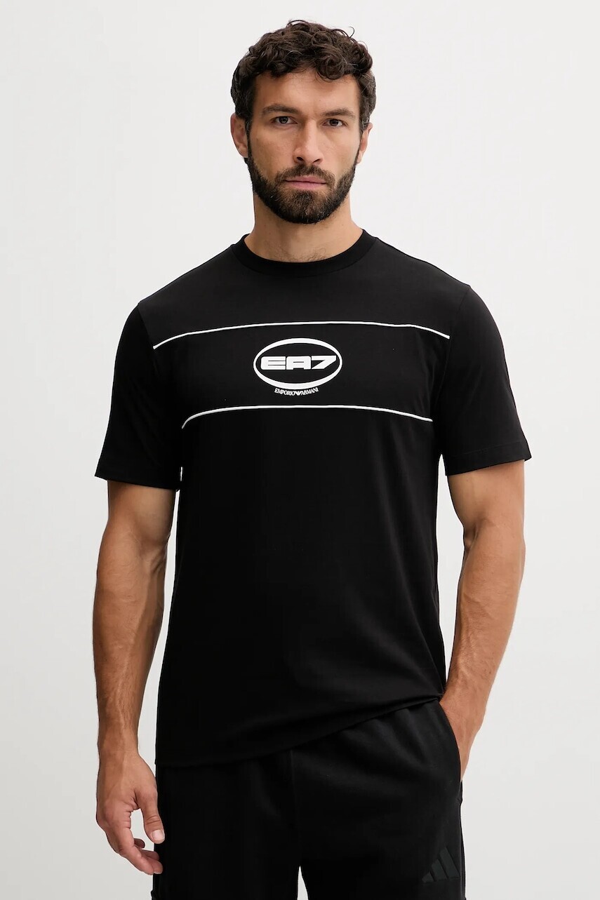 Tričko EA7 Emporio Armani pánske, čierna farba, s potlačou, AF16548.7M000984