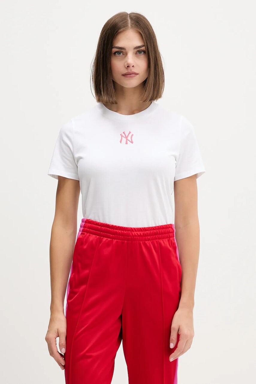 Bavlnené tričko New Era dámske, biela farba, 60684403