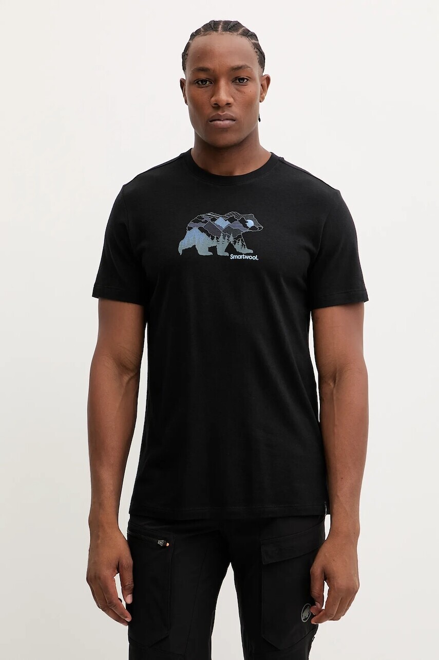 Športové tričko Smartwool čierna farba, s potlačou, SW002777