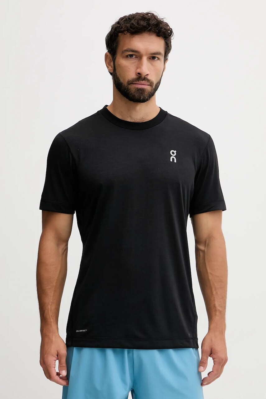 Tréningové tričko ON running čierna farba, s potlačou, 1MF11780553