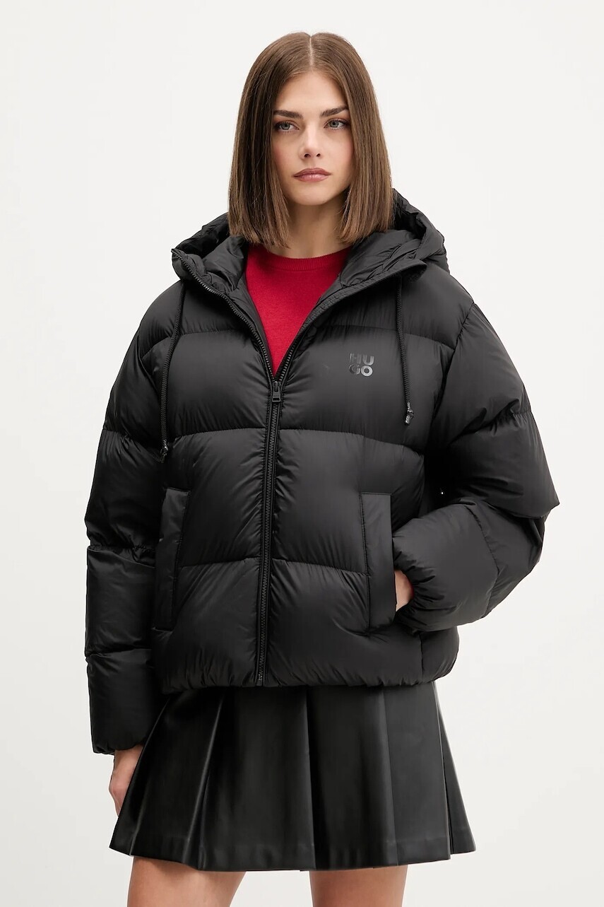 Páperová bunda HUGO čierna farba, zimná, 50546344