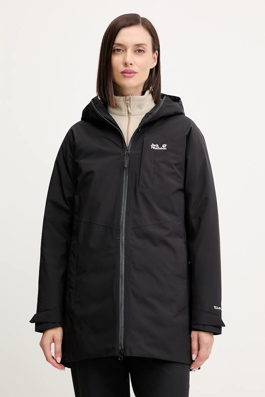 Páperová bunda Jack Wolfskin ICECAPE čierna farba, A65298
