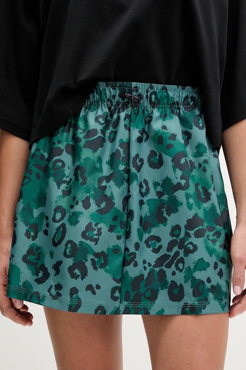 Sukňa adidas Animal Print 3-Stripes zelená farba, mini, áčkový strih, JM1848