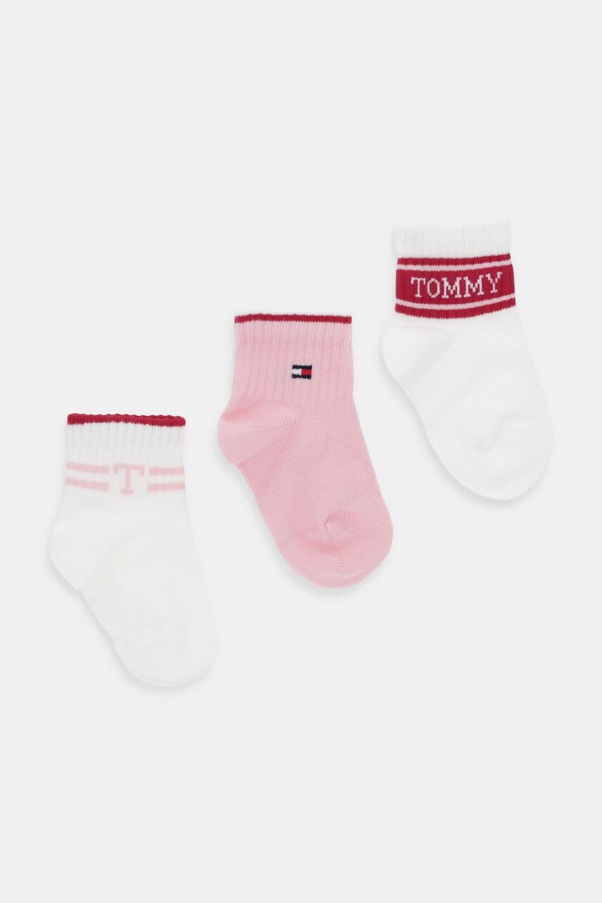 Detské ponožky Tommy Hilfiger 3-pak ružová farba, 701236341