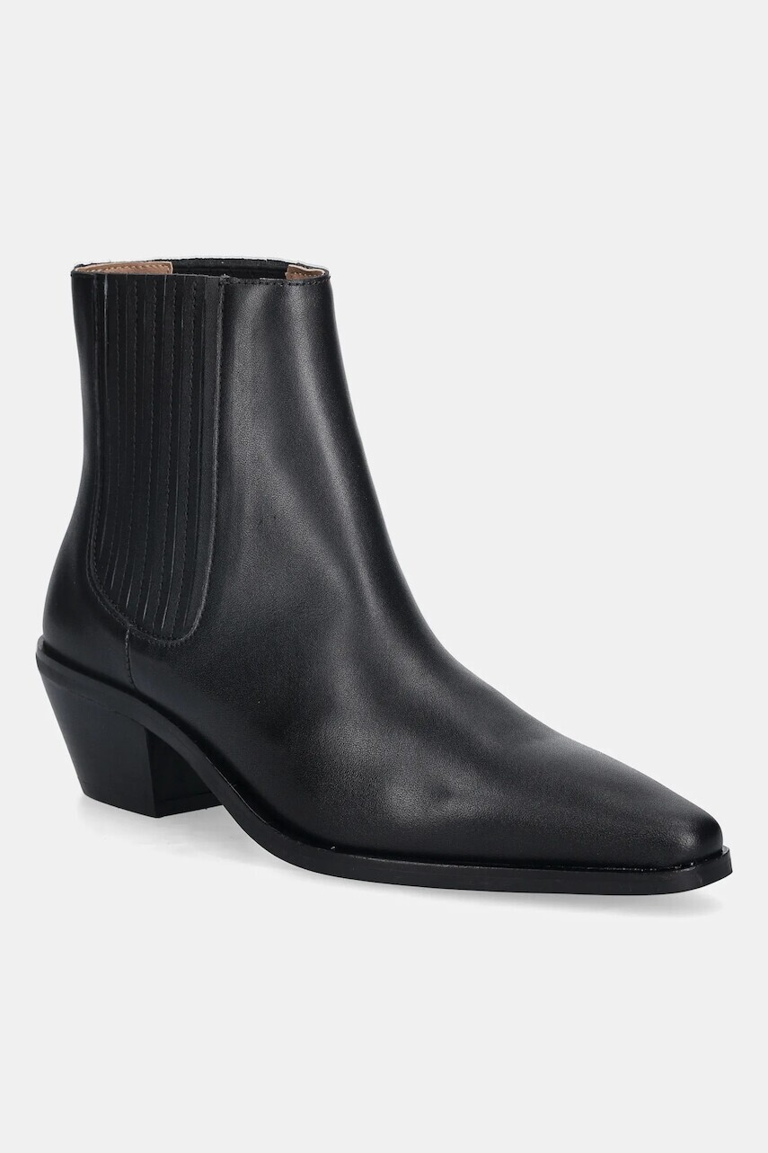 Kožené topánky chelsea BOSS Niara čierna farba, na podpätku, 50558640