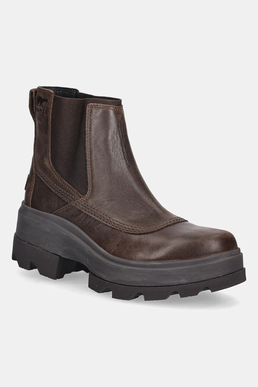 Kožené topánky chelsea Sorel JOAN FRWD CHELSEA hnedá farba, na platforme, 2138421256