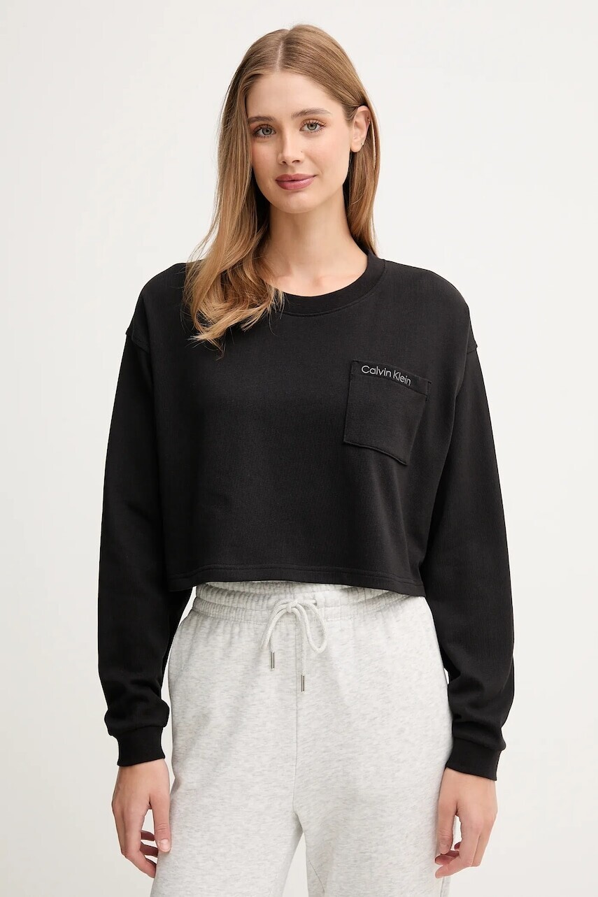 Bavlnená mikina Calvin Klein Underwear čierna farba, jednofarebná, LV00QS7516