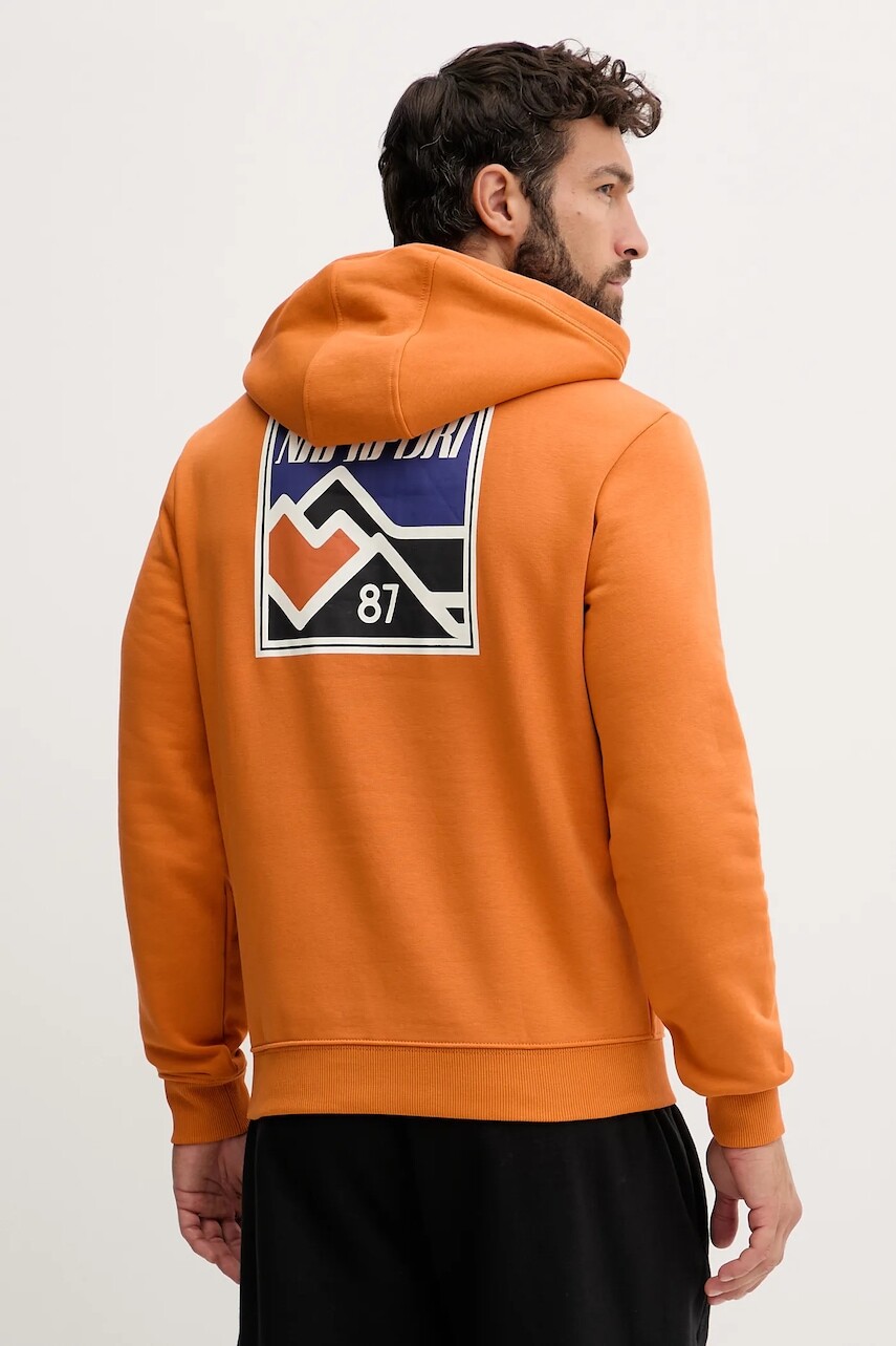 Mikina Napapijri B-Guide oranžová farba, s kapucňou, s potlačou, NP0A88V4A681