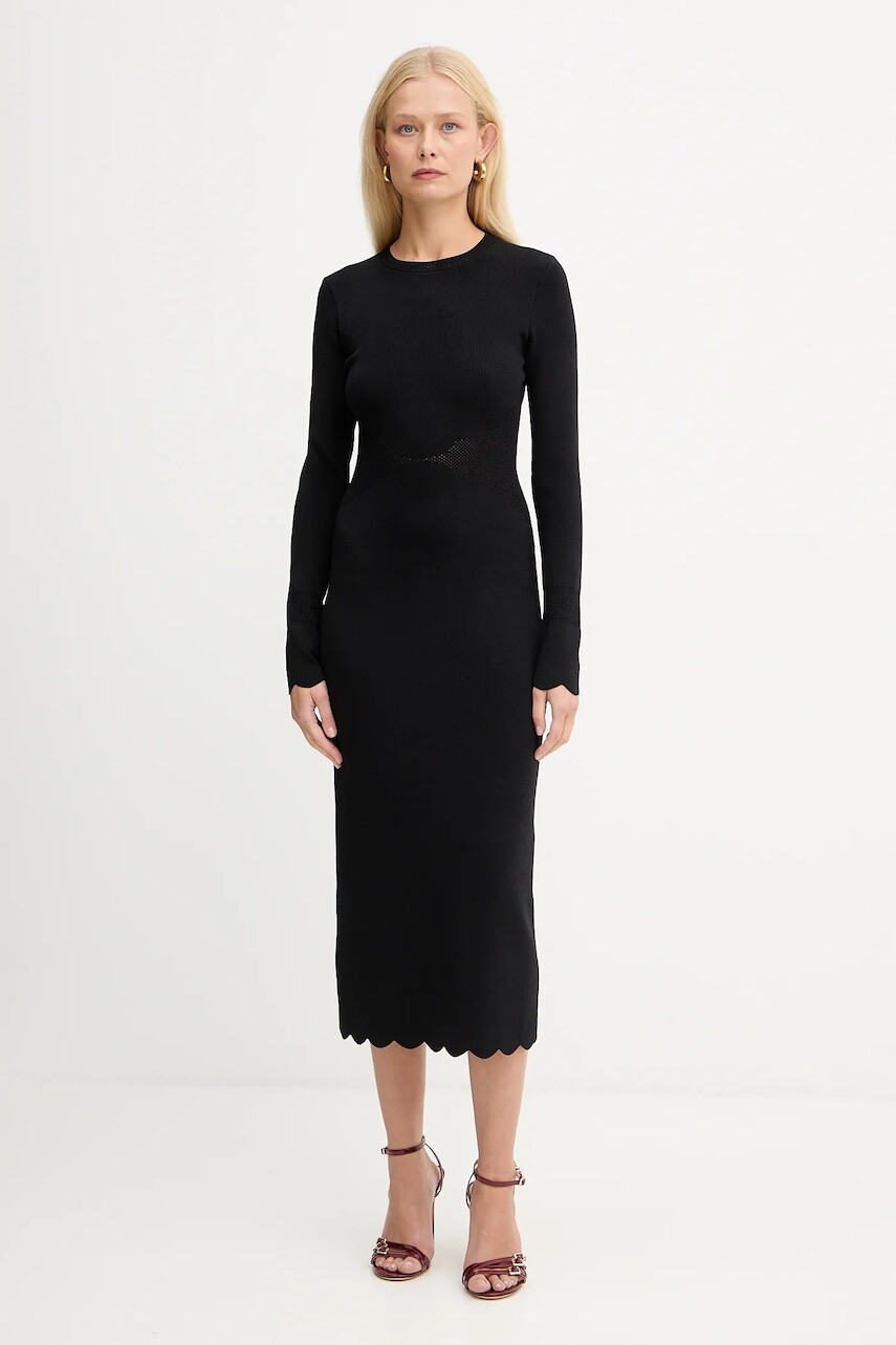 Šaty Twinset čierna farba, midi, rovný strih, 252TP3040