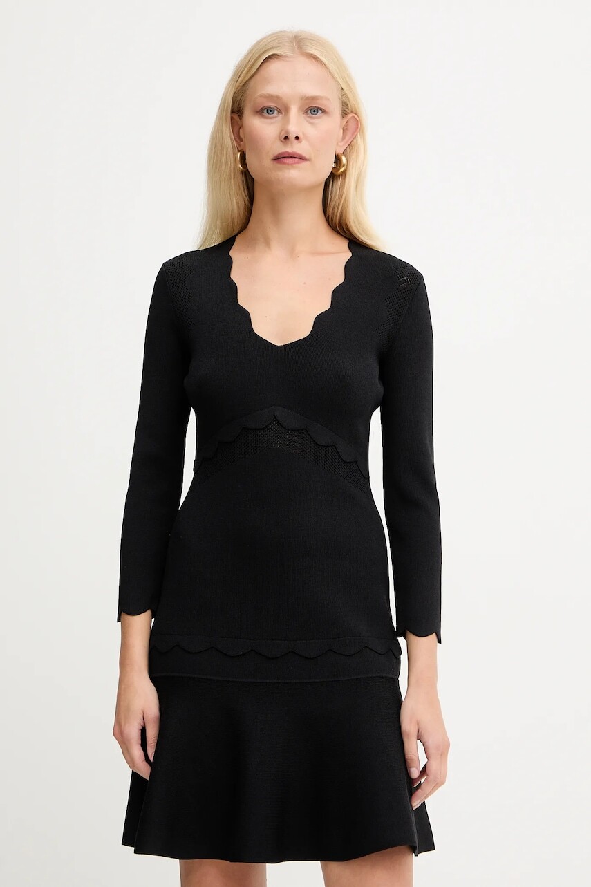 Šaty Twinset čierna farba, mini, áčkový strih, 252TP3041