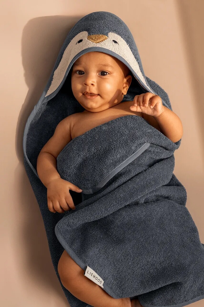 Detský bavlnený uterák Liewood Albert Penguin Hooded towel LW20311