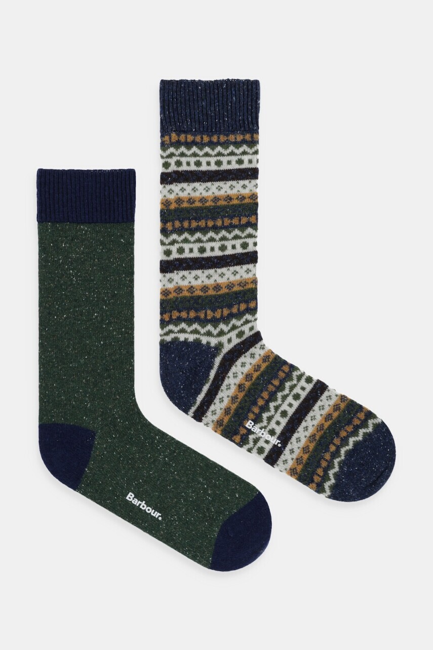 Ponožky Barbour 2-pak zelená farba, MSO0203