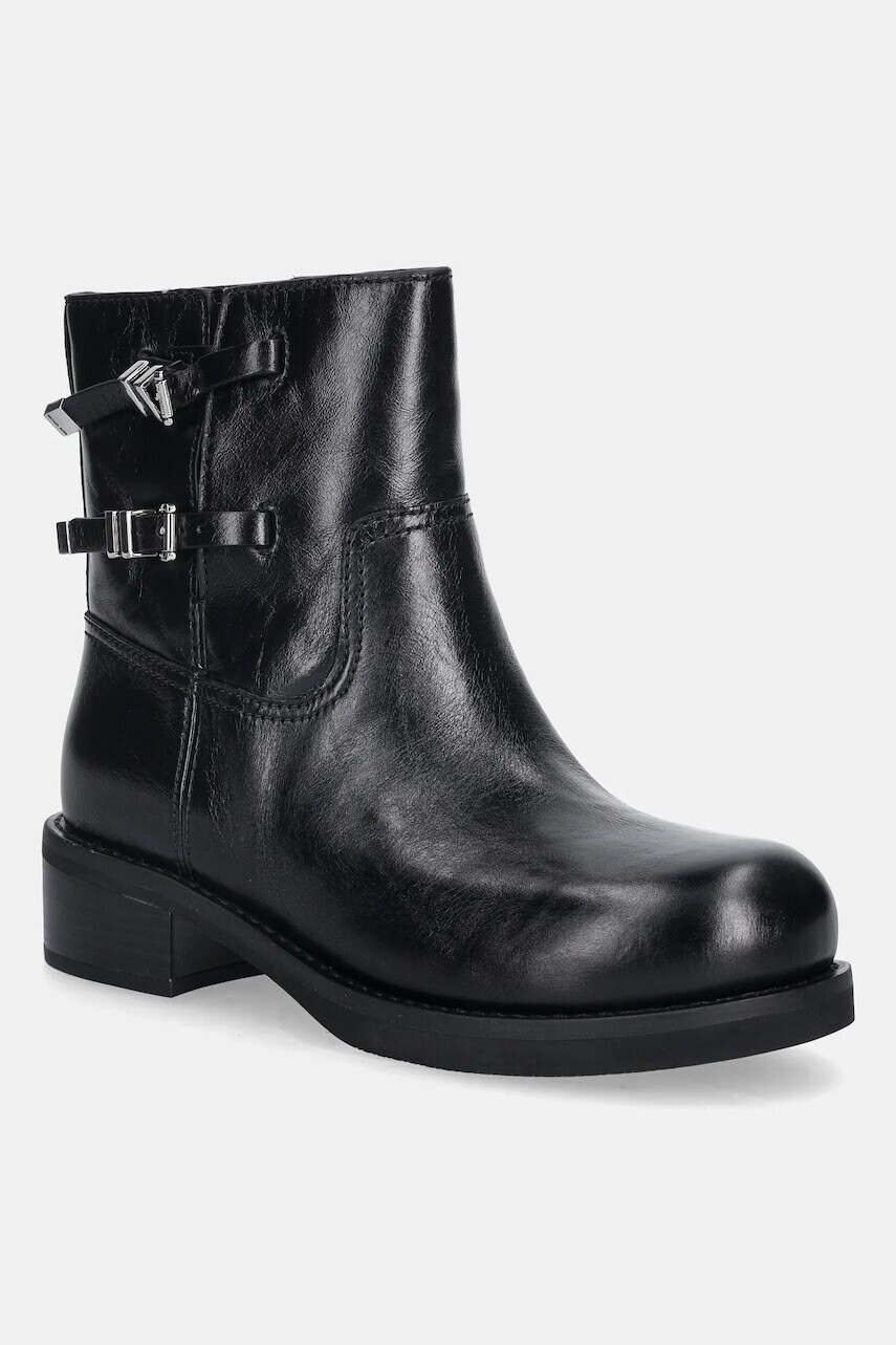 Kožené členkové topánky MICHAEL Michael Kors Darrington čierna farba, na plochom podpätku, 40F5DTFE5L.001