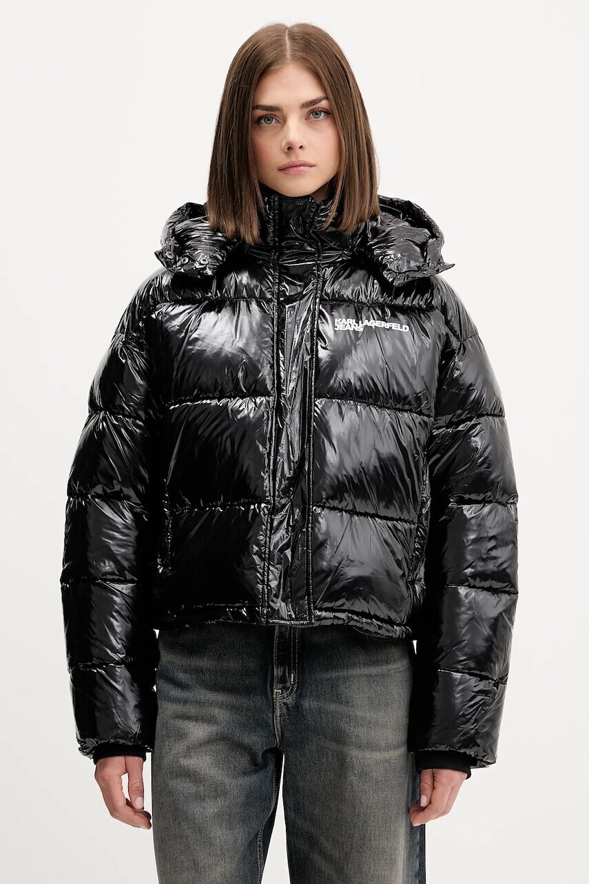 Bunda Karl Lagerfeld Jeans čierna farba, zimná, A4W15022