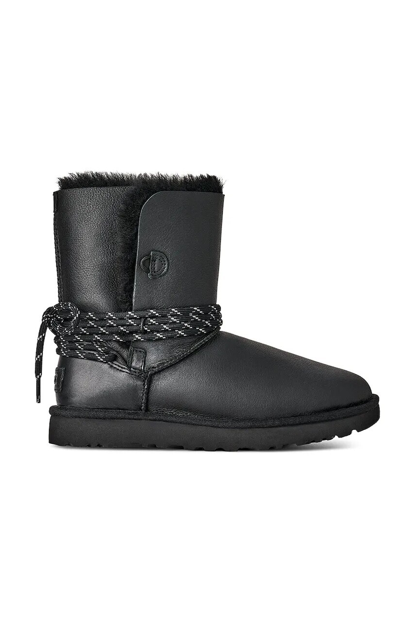 Kožené snehule UGG Bailey Tie Lthr čierna farba, 1176090.BLK
