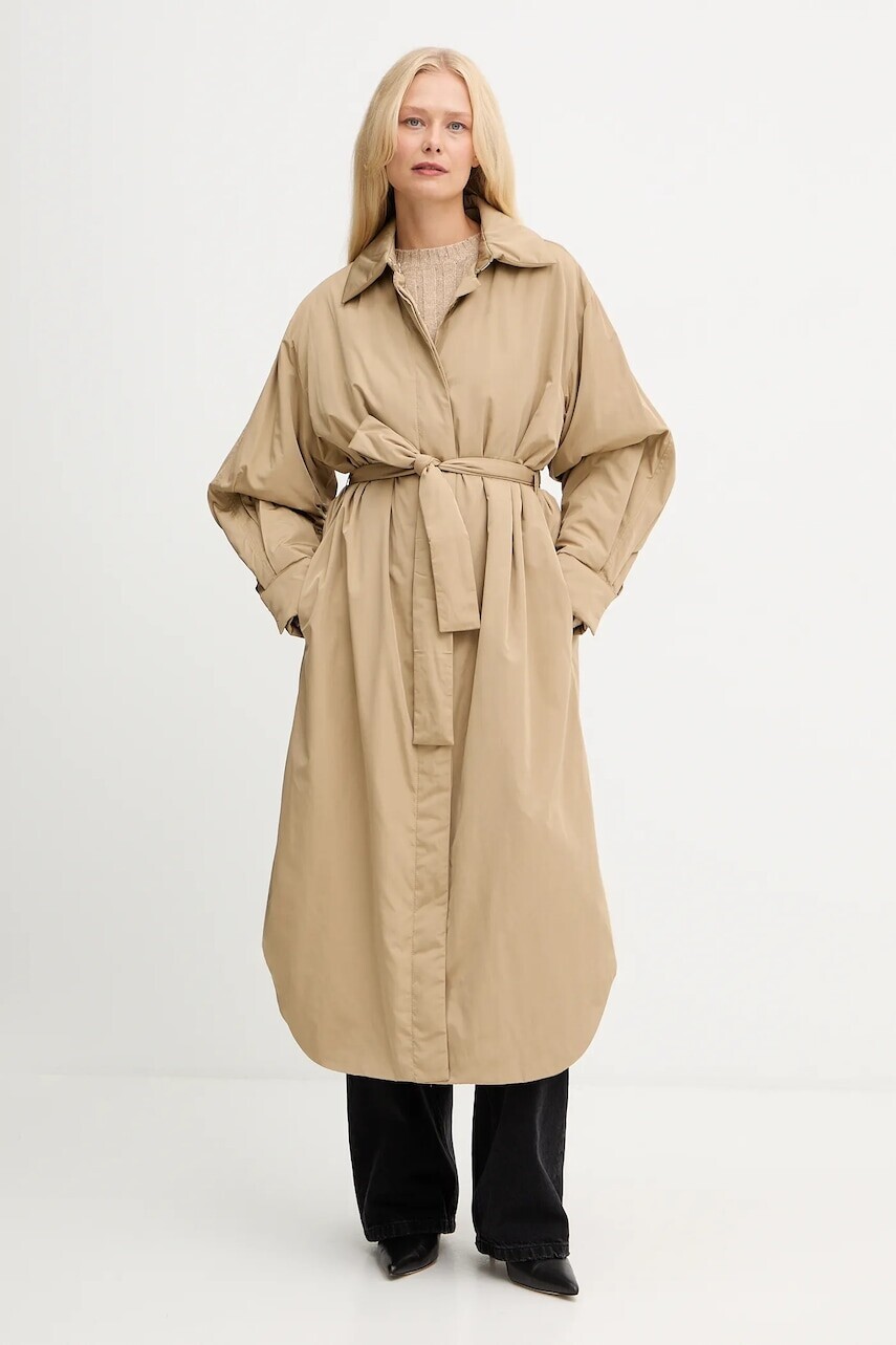 Bunda Twinset béžová farba, prechodná, 252AP2570